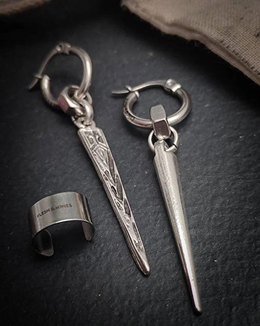 SPIKE PACK 2 mono earrings + 1 cuff + 1 bag