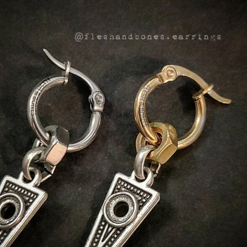 SKY TRIANGLE alernative ethnic dangle earring, unisex, no allergy