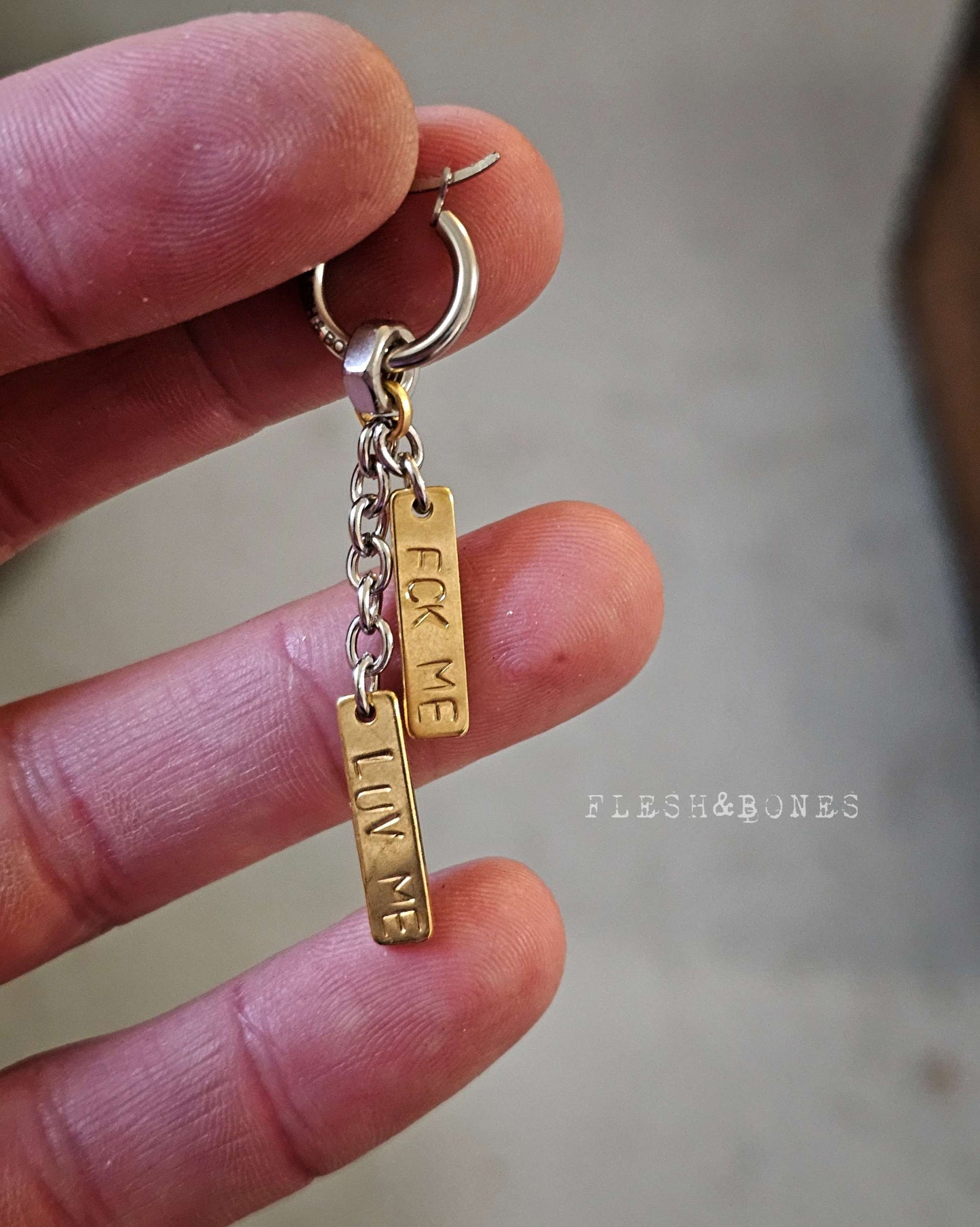 HAPPINESS IS 2 WORDS mono-earring