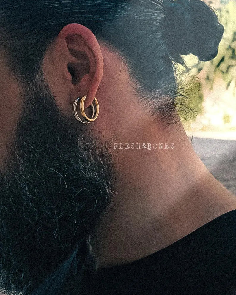 BOLD PULSE  mono-earring, thick hoop, stainless, no allergy