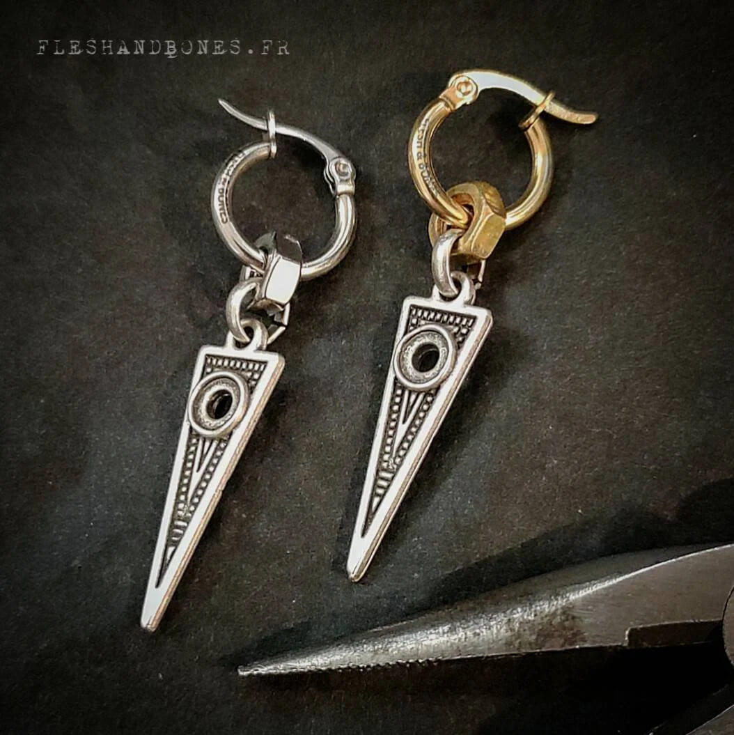 SKY TRIANGLE alernative ethnic dangle earring, unisex, no allergy