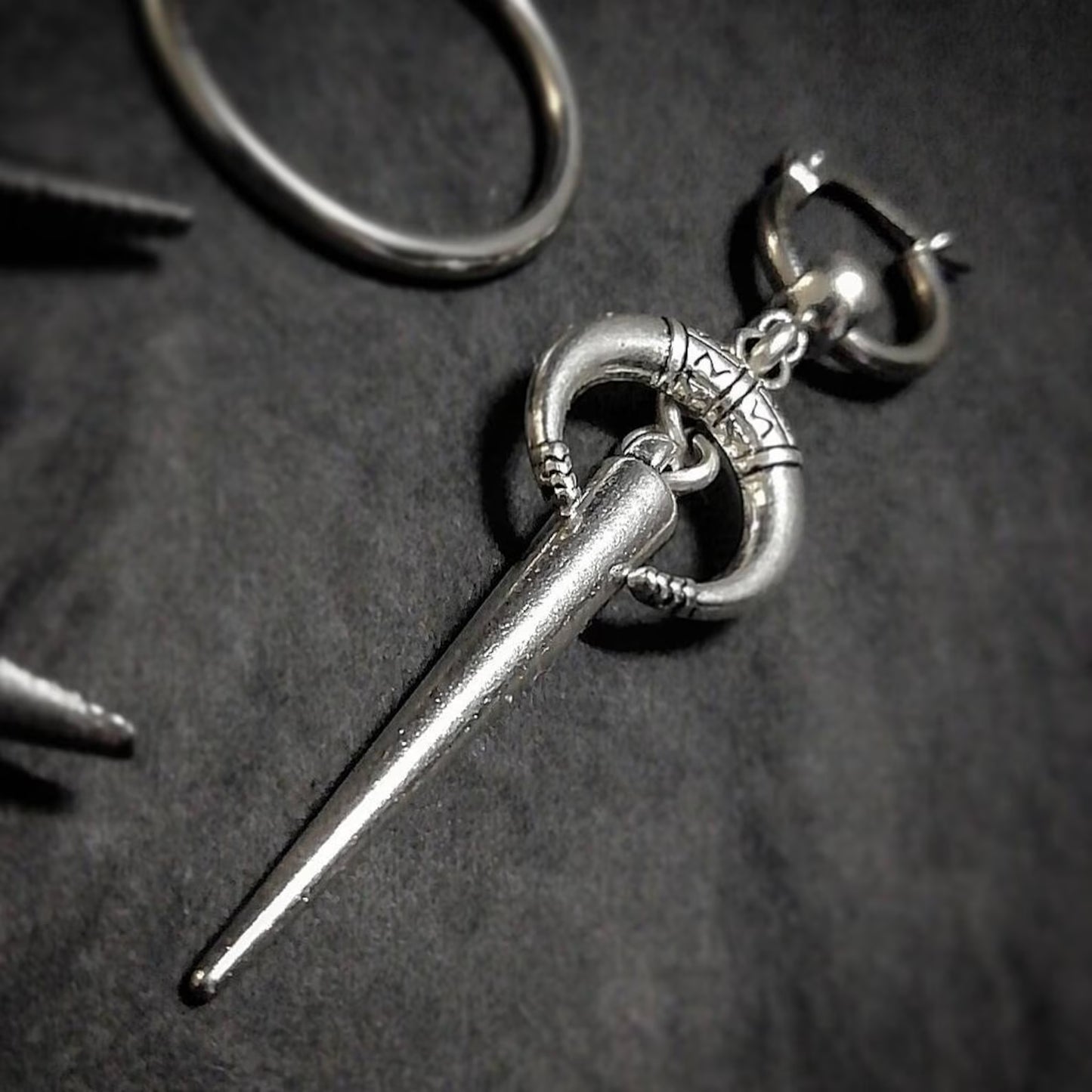MOONSPIKE unisex mono earring, crescent & SPIKE